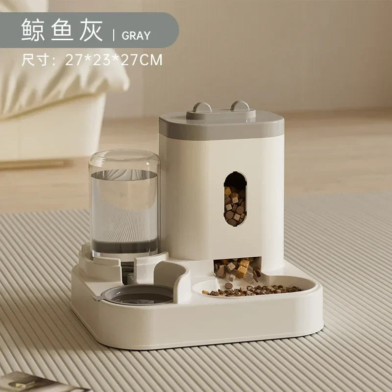 Automatic Pet Feeder with Water Fountain – Large-Capacity Food Bowl and Storage Dispenser for Dogs & Cats, Puppy Feeding Accessory.