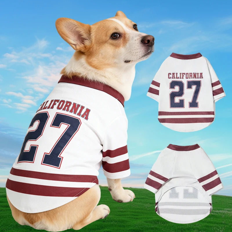 CALIFORNIA 27 Mesh Dog Jersey – Breathable Basketball Sports Shirt for Small Dogs & Cats, Lightweight Summer Pet T-Shirt for Teddy Breeds.