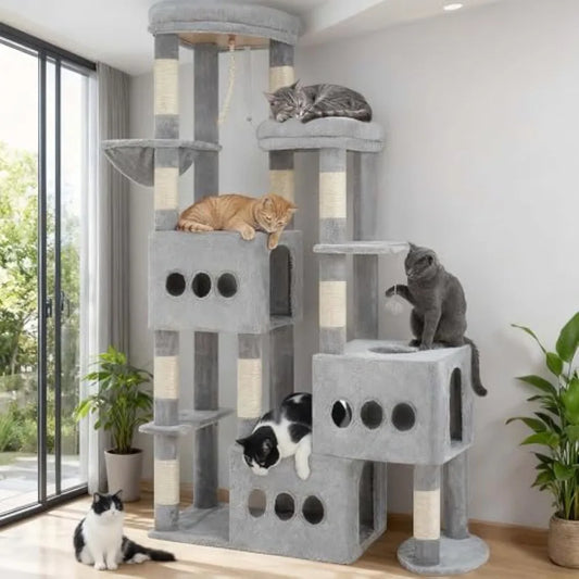 71.7-Inch Tall Cat Tree for Large Adult Cats – Heavy-Duty Multi-Level Cat Tower with 3 Spacious Condos for Indoor Cats Over 20 lbs.