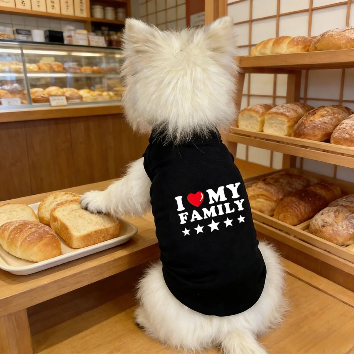 I Love My Family Pet Vest – Soft Sleeveless Letter Print T-Shirt for Dogs, Puppies & Cats.