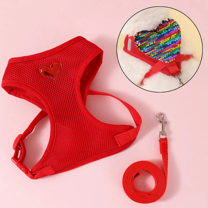 Adjustable Cat Harness & Leash Set – Breathable Comfortable Vest Harness for Cats & Small to Medium Dogs, Cute Walking Accessory.