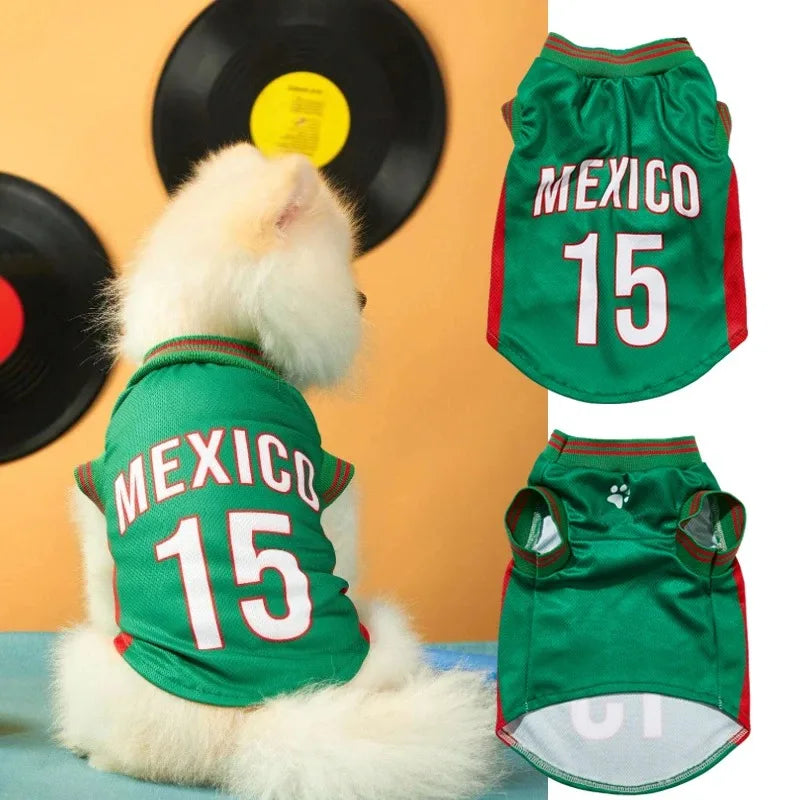 Dog Sports Jersey – Breathable Mesh Football & Basketball T-Shirt for Large Dogs, Puppies & Cats, Lightweight Summer Pet Clothing.
