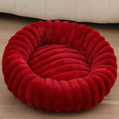 40–70cm Round Plush Pet Bed – Super Soft Warm Sleeping Bed for Cats & Medium Dogs