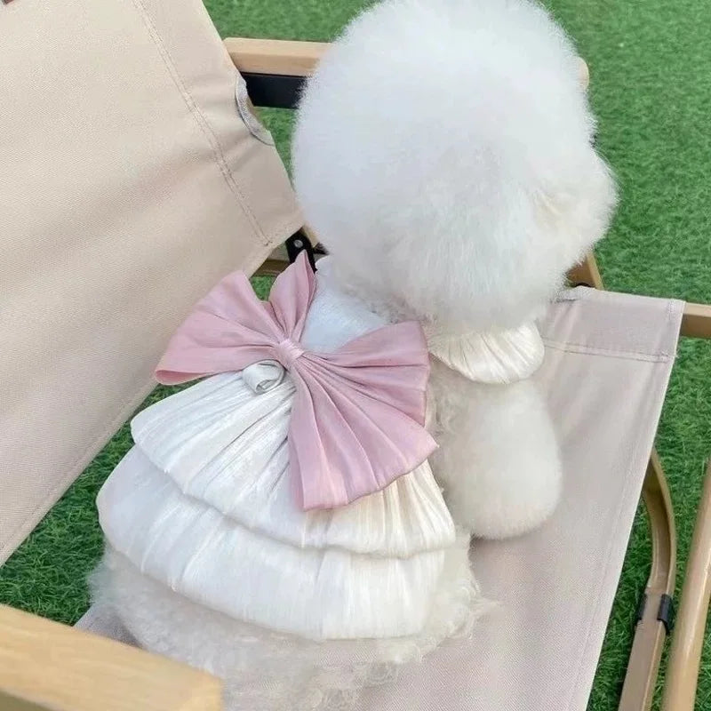 Adorable Pet Halter Dress – Pink Glimmer Spring & Summer Skirt for Cats & Small Dogs, Cute Home & Garden Pet Outfit.