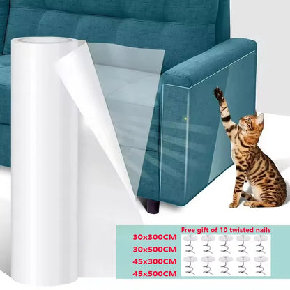 Cat Scratch Deterrent Tape – Transparent Self-Adhesive Furniture Protector Stickers for Sofas & Pet Training.