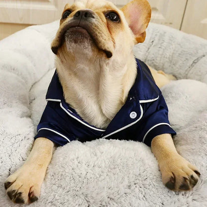 Soft Silk Pet Pajamas – Comfortable Dog & Cat Sleepwear Shirt for Small Pets, Lightweight Cozy Home Clothing.