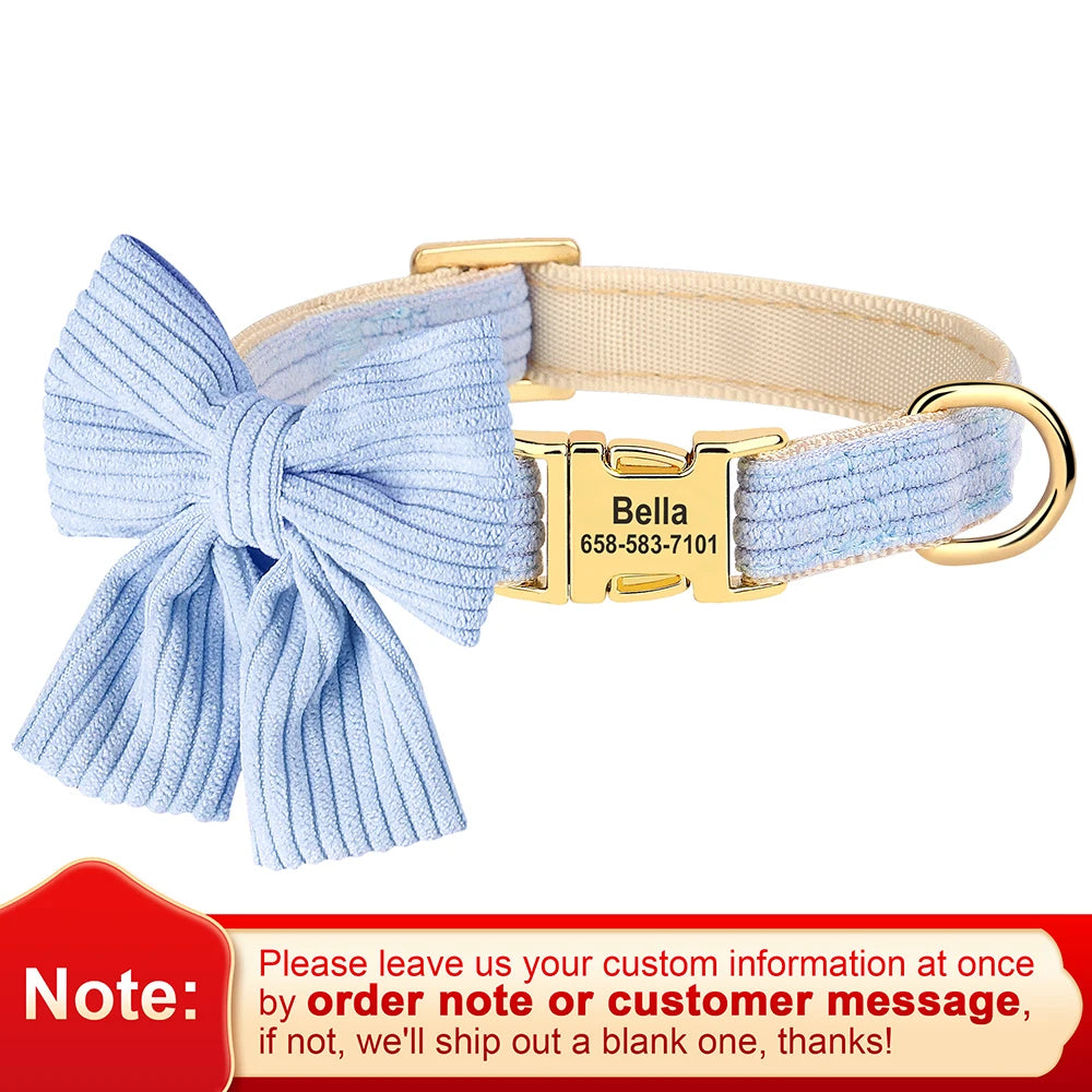 Personalized Pet ID Collar – Cute Big Bowtie Collar with Free Engraving for Small & Medium Dogs & Cats, Stylish Pet Accessory.