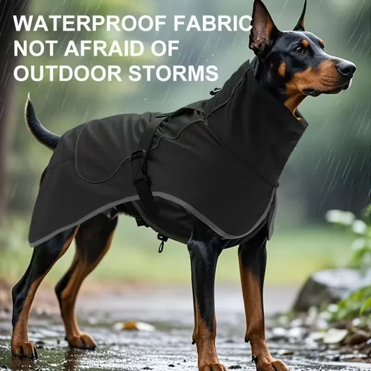Waterproof Dog Raincoat Windbreaker – Reflective Outdoor Jacket with Adjustable Straps & Snap Buttons for All Dog Sizes.