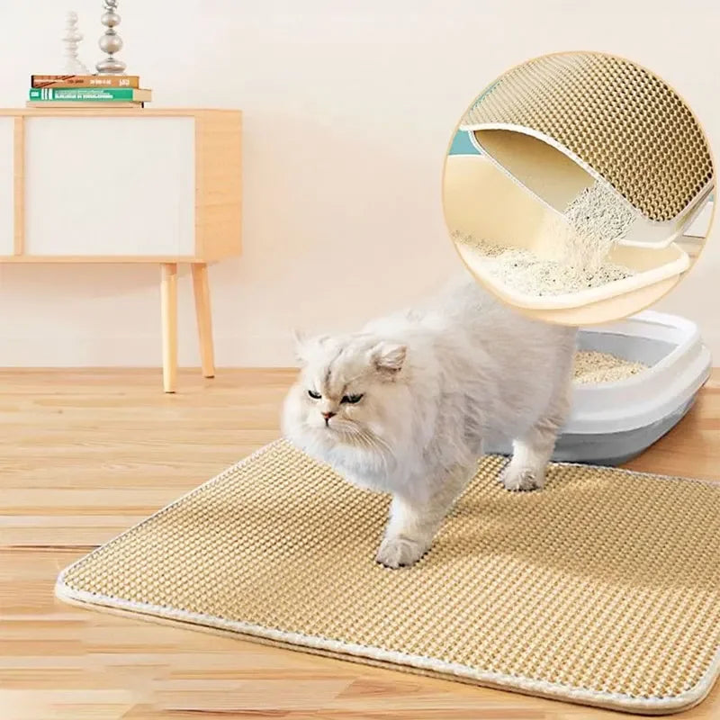 Large Double-Layer Cat Litter Mat – Non-Slip, Waterproof & Wear-Resistant Litter Trapping Mat.