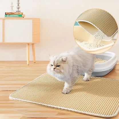 Large Double-Layer Cat Litter Mat – Non-Slip, Waterproof & Wear-Resistant Litter Trapping Mat.