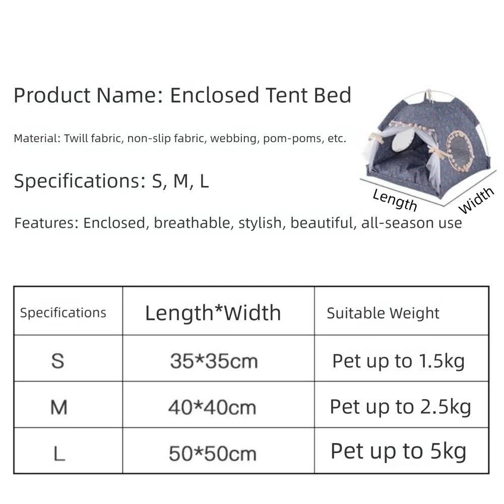 Foldable Princess Pet Tent Bed with Floral Print and Removable Cushion for Cats and Small Dogs.