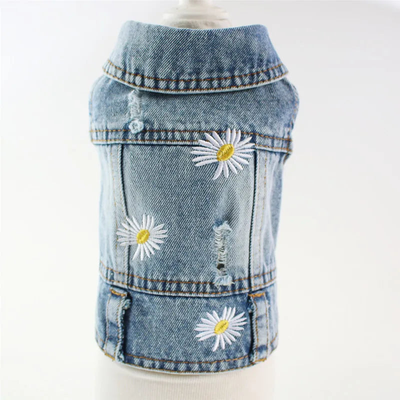 XS–2XL Denim Dog Jacket – Cowboy-Style Jean Vest Coat for Small Dogs, Puppies & Cats.