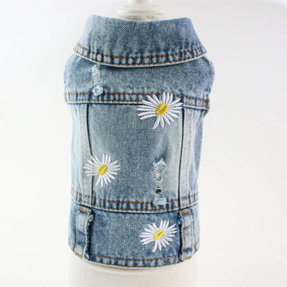 XS–2XL Denim Dog Jacket – Cowboy-Style Jean Vest Coat for Small Dogs, Puppies & Cats.