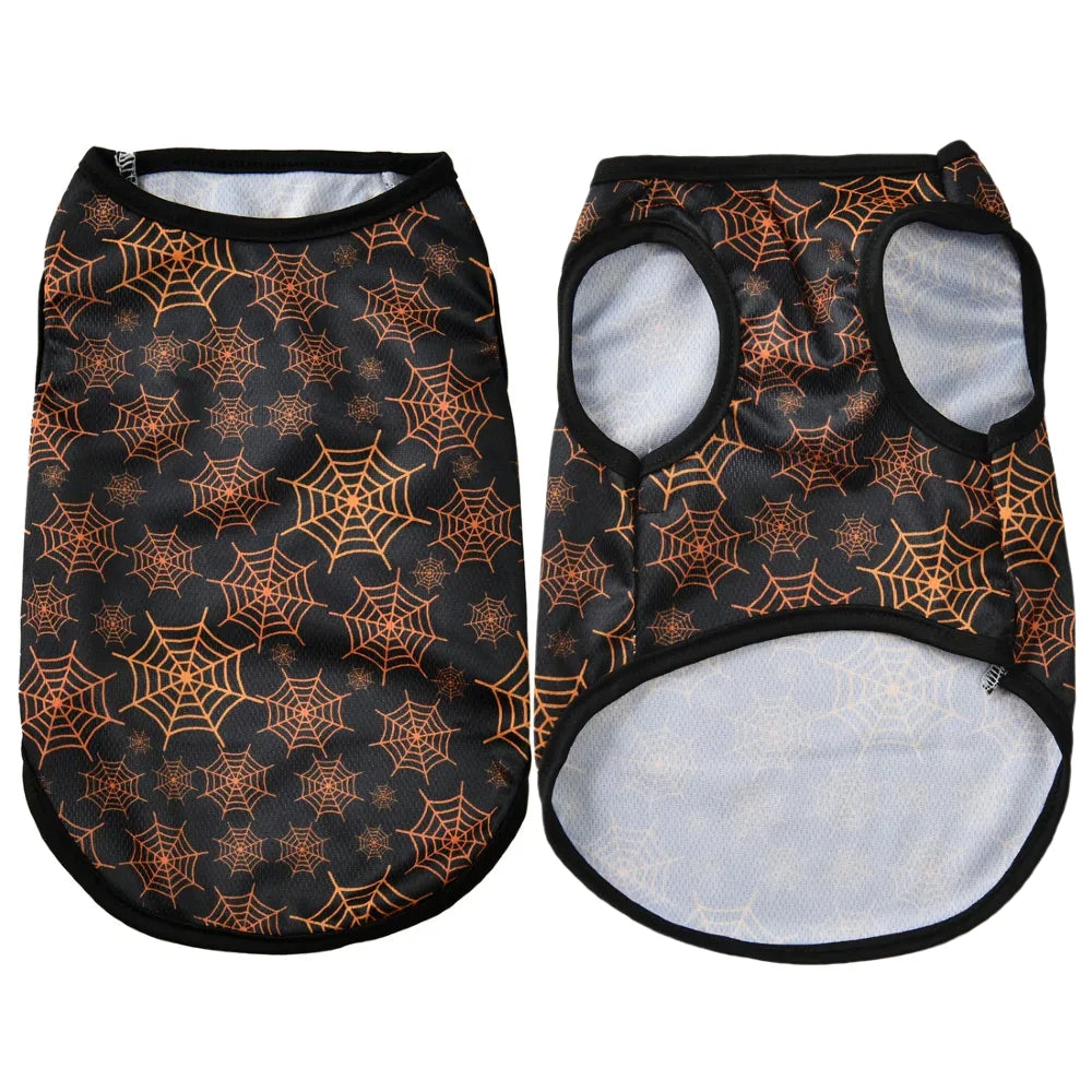 Halloween Pumpkin Print Pet Vest – Autumn Costume Shirt for Small & Medium Dogs, Chihuahuas, Pugs & French Bulldogs