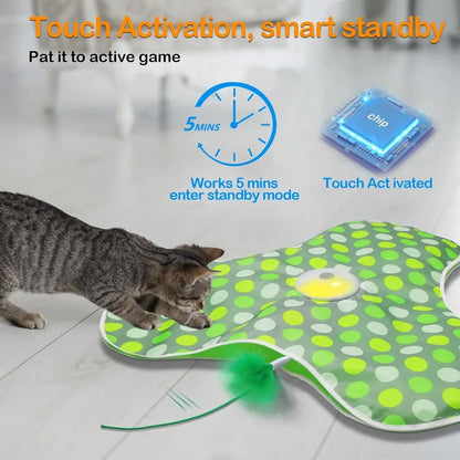 Smart Interactive Hide & Seek Cat Toy – Motion-Activated Mouse Squeaky Toy with Moving Concealed Feathers for Kittens & Indoor Cats.