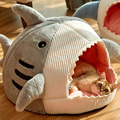 Winter Warm Cat Cave Bed with Soft Cushion, Portable Pet Tent House for Kittens, Cats, and Small Dogs.