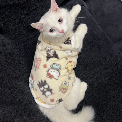 Winter Warm Hello Kitty Pet Sweater – Kawaii Pullover Costume for Cats & Small Pets, Cozy Cold Weather Clothing.
