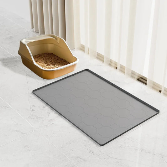Fashionable Silicone Pet Mat, Wear-Resistant, Scratch-Resistant, Easy-to-Clean Placemat for Cats and Cat Litter Areas.