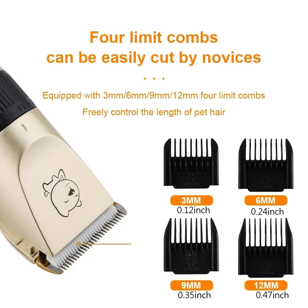 Professional Pet Hair Clipper – USB Rechargeable Dog & Cat Grooming Trimmer for Easy and Quiet Animal Haircuts.
