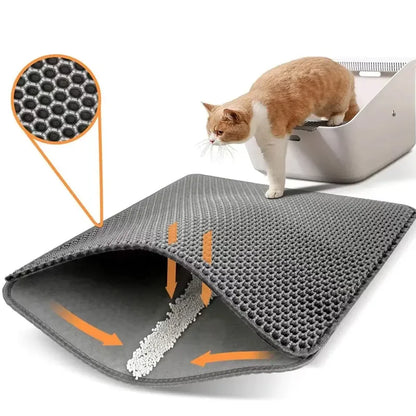 Large Double-Layer Cat Litter Mat – Non-Slip, Waterproof & Wear-Resistant Litter Trapping Mat.