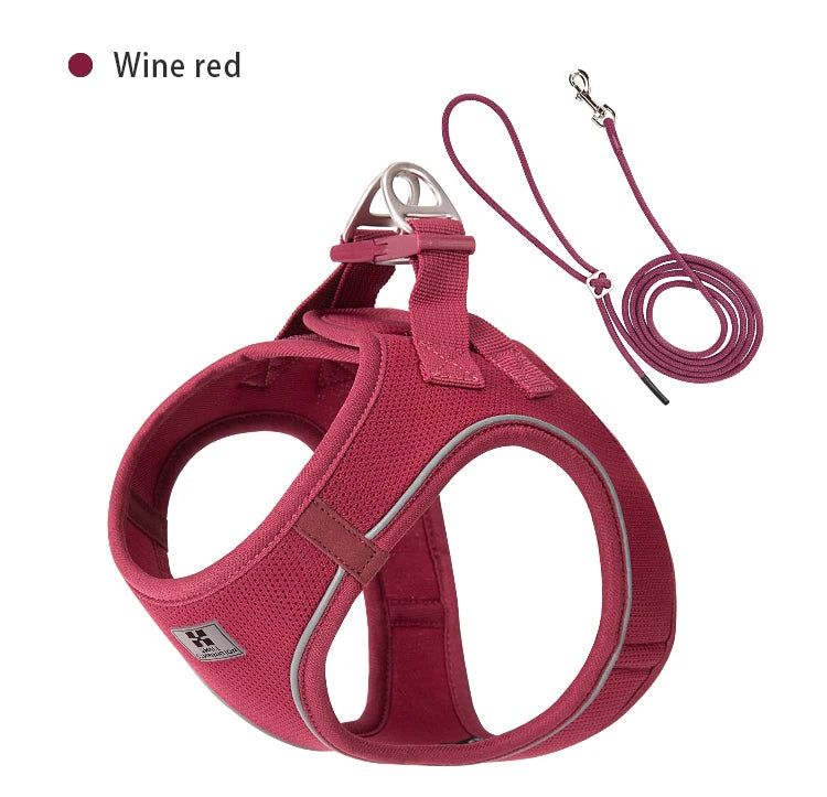 Adjustable Reflective Dog Harness & Leash Set – Comfortable Pet Vest for Small & Medium Dogs & Cats, Ideal for Outdoor Walking.