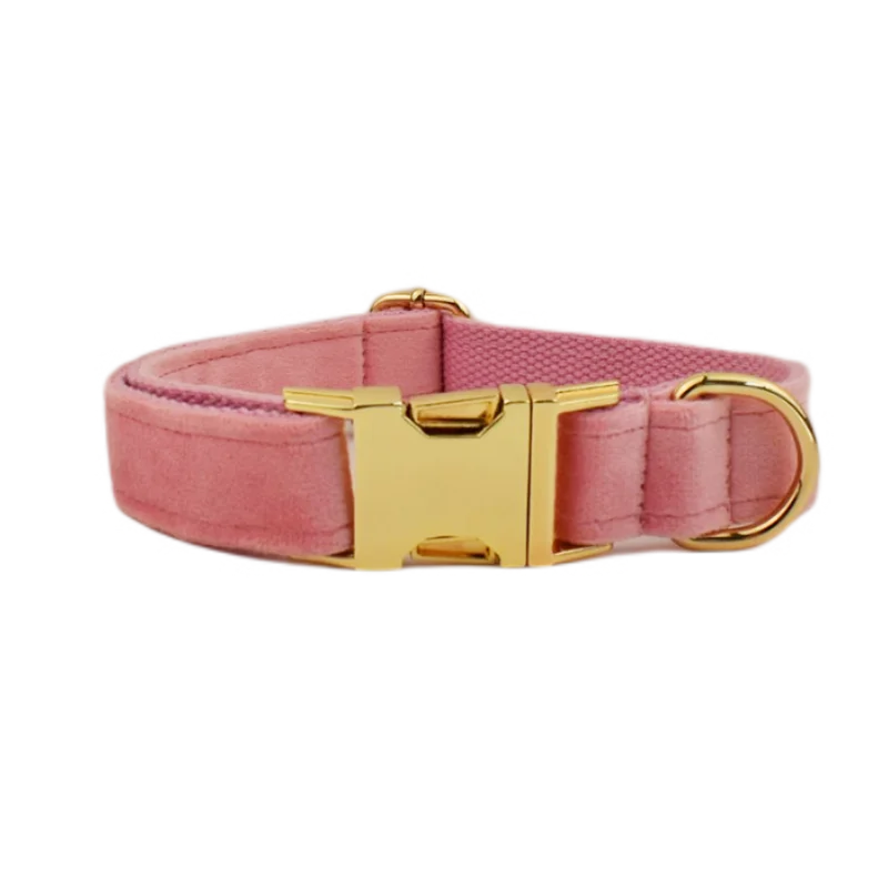 Velvet Dog Collar & Leash Set – Free Custom Engraving for Medium & Large Dogs, Stylish Pet Necklace Collar Accessory.