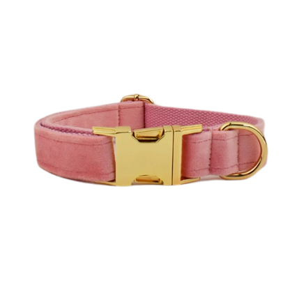 Velvet Dog Collar & Leash Set – Free Custom Engraving for Medium & Large Dogs, Stylish Pet Necklace Collar Accessory.