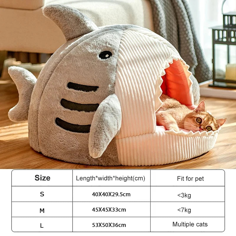 Winter Warm Cat Cave Bed with Soft Cushion, Portable Pet Tent House for Kittens, Cats, and Small Dogs.