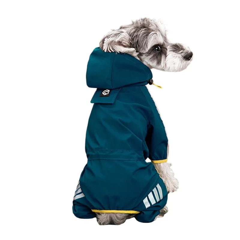 Reflective Waterproof Dog Raincoat – Hooded All-Weather Pet Jumpsuit for Small & Medium Dogs, Lightweight Rain Protection.