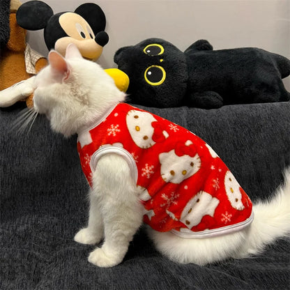Winter Warm Hello Kitty Pet Sweater – Kawaii Pullover Costume for Cats & Small Pets, Cozy Cold Weather Clothing.