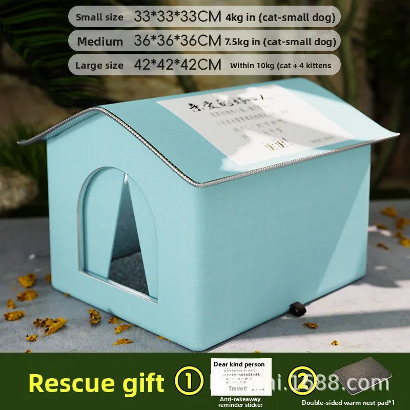Closed Roaming Cat Tent Shelter - Heartfelt Design, Waterproof & Coldproof, Spacious for All Seasons, Durable and Bite-Resistant.