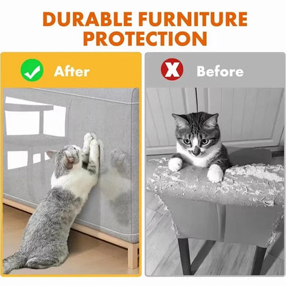 Cat Scratch Deterrent Tape – Transparent Self-Adhesive Furniture Protector Stickers for Sofas & Pet Training.