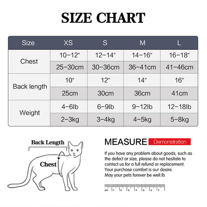 Pet Surgery Recovery Suit – Soft Cotton Postoperative Clothes for Cats, Warm Anti-Licking Recovery Wear for Post-Surgery Care.