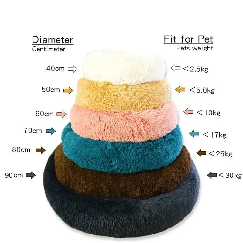 Round Plush Dog Bed – Winter Warm Washable Basket-Style Pet Bed for Small, Medium & Large Dogs & Cats, Soft Sofa-Style Sleeping Cushion.