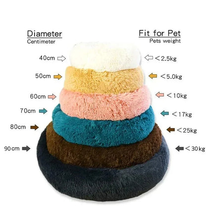 Round Plush Dog Bed – Winter Warm Washable Basket-Style Pet Bed for Small, Medium & Large Dogs & Cats, Soft Sofa-Style Sleeping Cushion.
