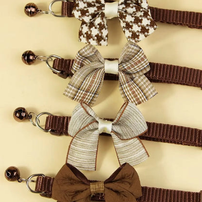 1/4PCS Winter Dog & Cat Collar Set – Adjustable Bowknot Collar with Bell and Safety Buckle for Puppies, Chihuahuas & Cats.