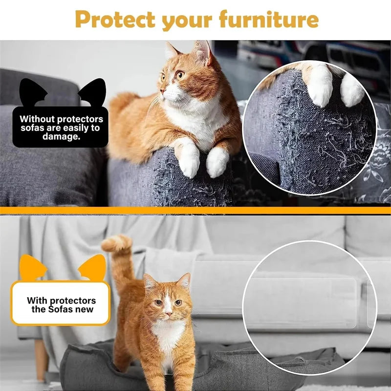 Cat Scratch Deterrent Tape – Transparent Self-Adhesive Furniture Protector Stickers for Sofas & Pet Training.