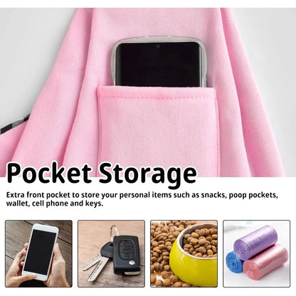 Reversible Hands-Free Pet Carrier Sling Bag for Small Dogs & Cats – Comfortable Outdoor Travel Tote, Pink, Non-Adjustable Strap