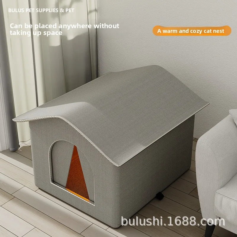 Closed Roaming Cat Tent Shelter - Heartfelt Design, Waterproof & Coldproof, Spacious for All Seasons, Durable and Bite-Resistant.