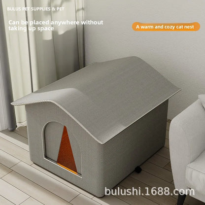 Closed Roaming Cat Tent Shelter - Heartfelt Design, Waterproof & Coldproof, Spacious for All Seasons, Durable and Bite-Resistant.