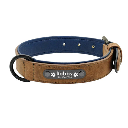 Personalized Leather Dog Collar – Custom Name ID Tag Collar for Small, Medium & Large Dogs, Durable Adjustable Pet Accessory.