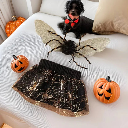Halloween Spider Dog Costume – Funny Spider Wings Cosplay Outfit for Dogs & Puppies.