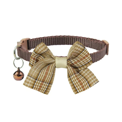 1/4PCS Winter Dog & Cat Collar Set – Adjustable Bowknot Collar with Bell and Safety Buckle for Puppies, Chihuahuas & Cats.