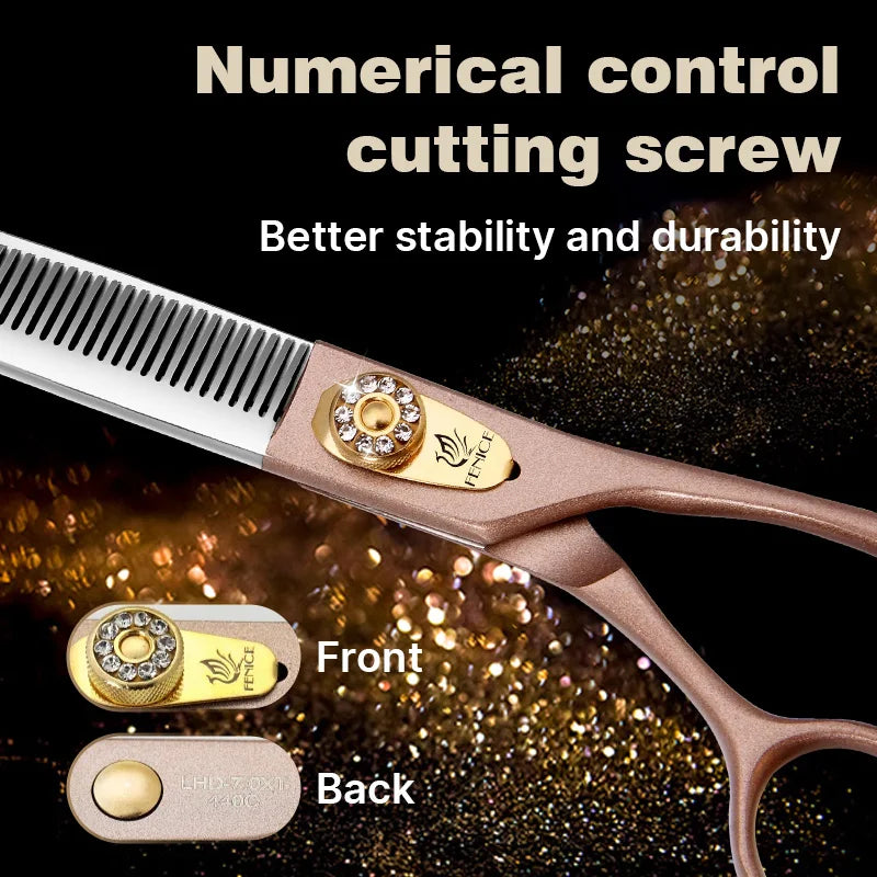 Fenice High-grade 7.5inch JP440C Steel Specials pet grooming thinner scissors, thinning rate 35%.
