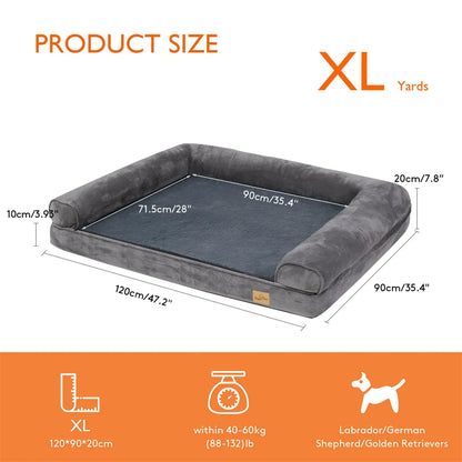 XL–XXL Orthopedic Memory Foam Dog Bed – Calming Plush Sofa with Waterproof Removable Cover for Small, Medium & Large Dogs.