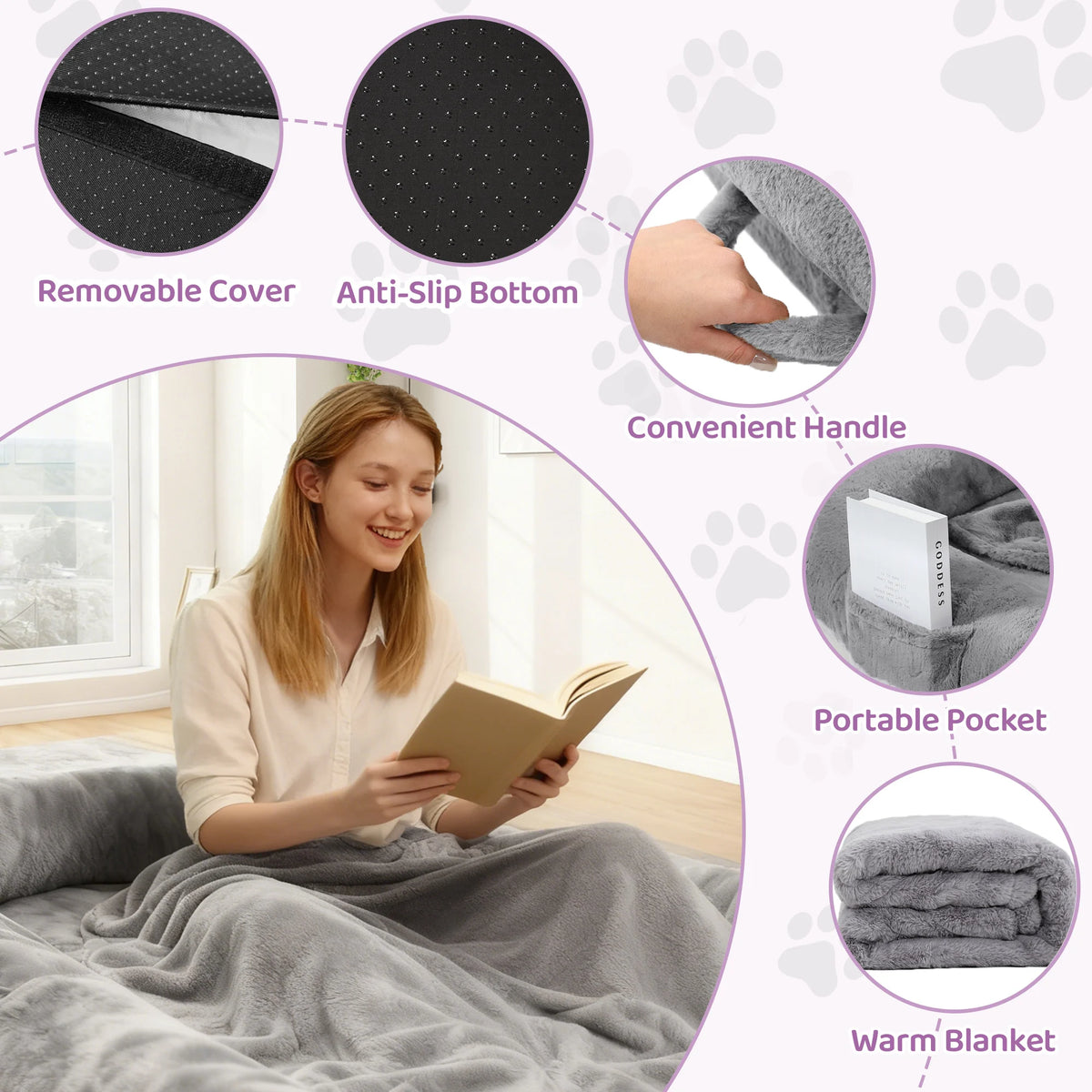 Human-Size Dog Bed for Adults – Large Orthopedic Lounger with Removable Cover.