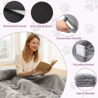Human-Size Dog Bed for Adults – Large Orthopedic Lounger with Removable Cover.