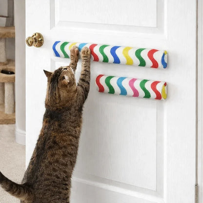 Self-Adhesive Cat Scratching Post – Wall-Mounted Space-Saving Scratch Board Cylinder, Wear-Resistant Cat Furniture for Indoor Use.