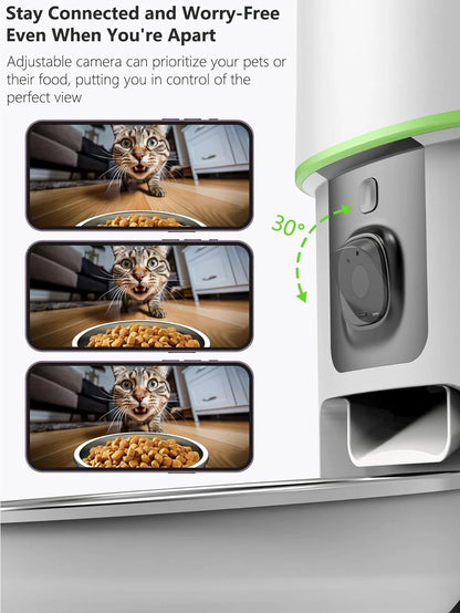 1080P HD Camera Smart Pet Feeder – 5G WiFi Automatic Kibble Dispenser with Tuya App Control for Cats & Dogs.