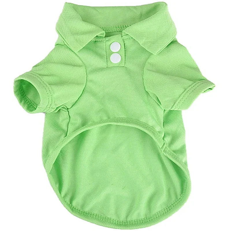 Luxury Pet Polo Shirt – Soft Summer Dog Clothing for Small Dogs, Cute Solid Color Pet Outfit.